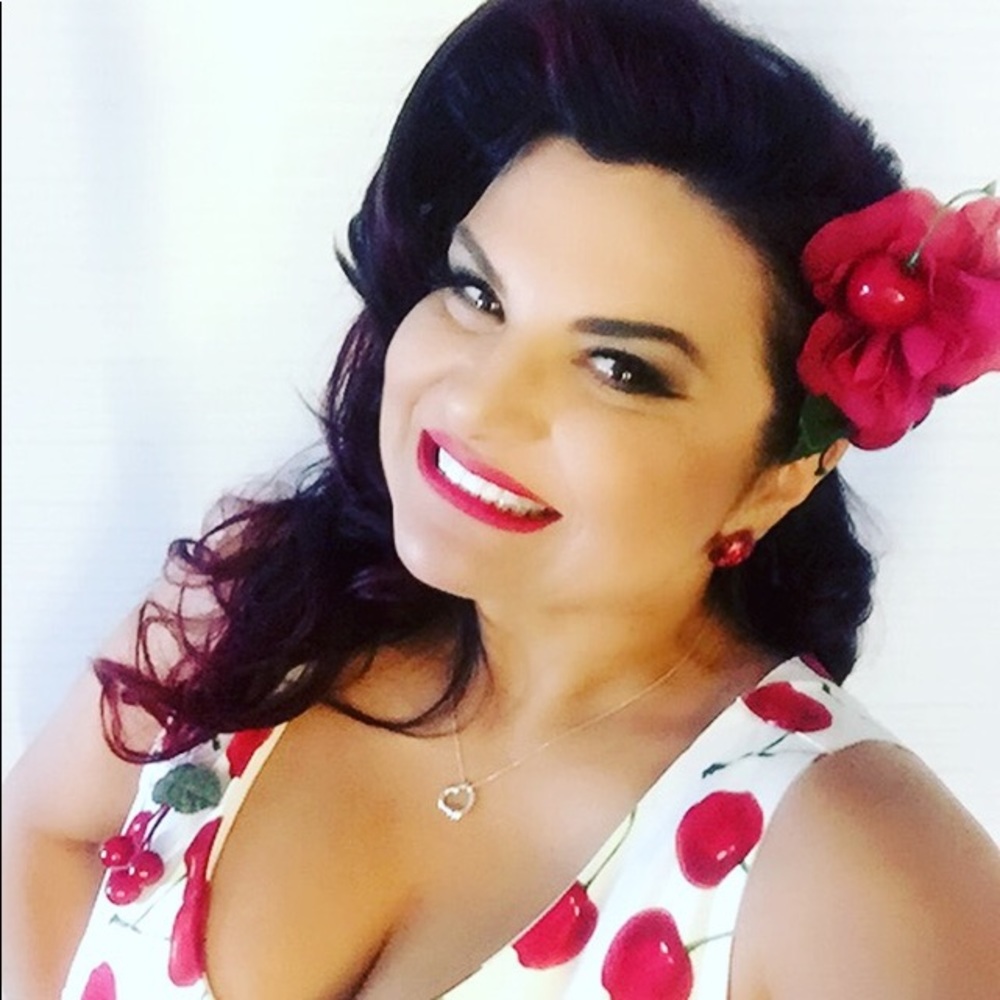 Cherry Pinup swing dress with belt